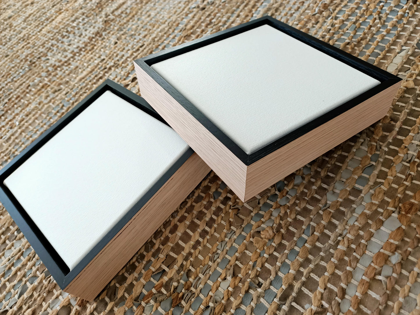 2 Pack Stretch Canvas with Raw Oak Frame With Black Front Set 20 x 20cm 5.5cm image 2