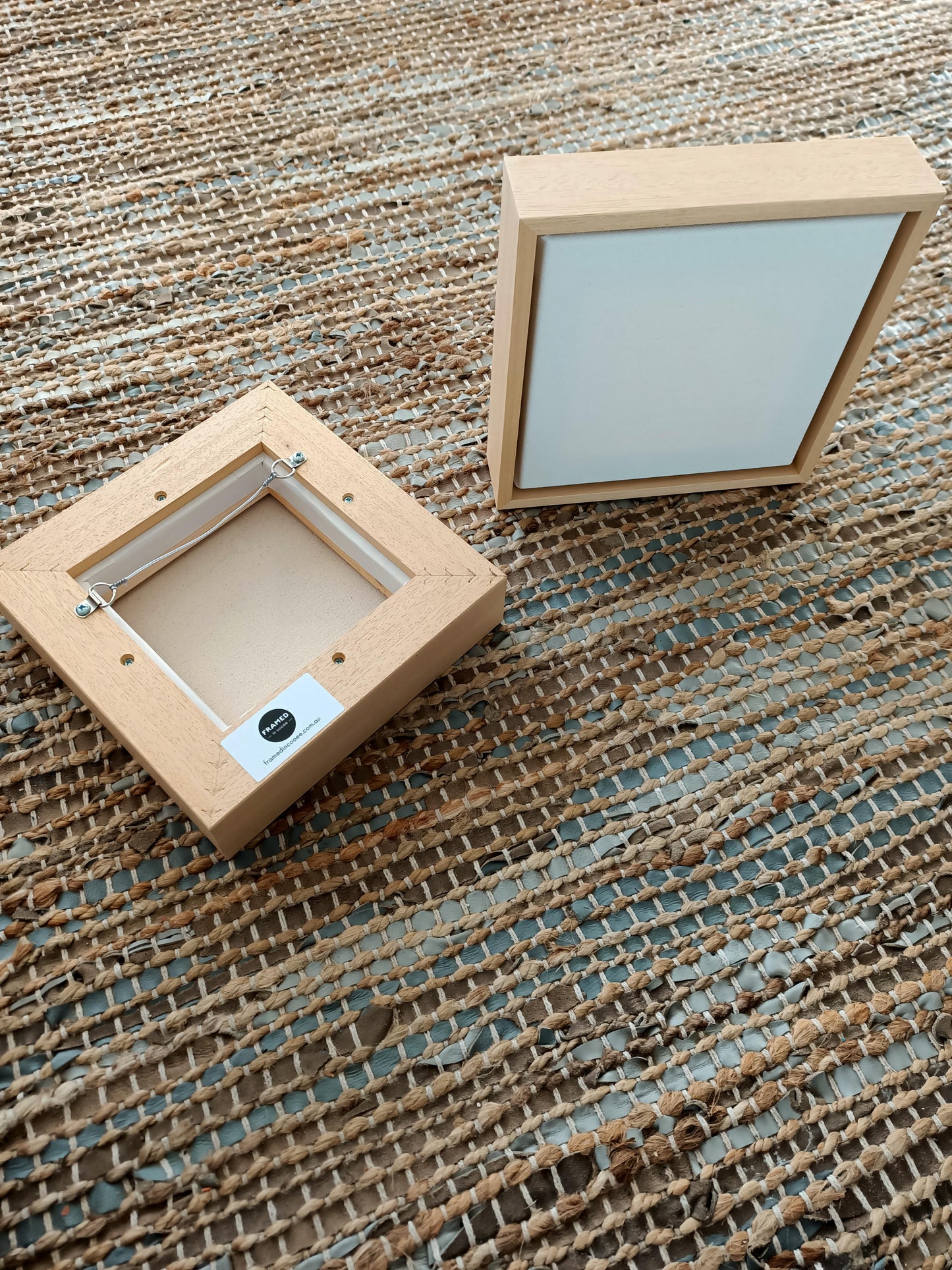 2 Pack Stretch Canvas with Light Oak Float Frame Set 20 x 20cm 5.5c | My Site