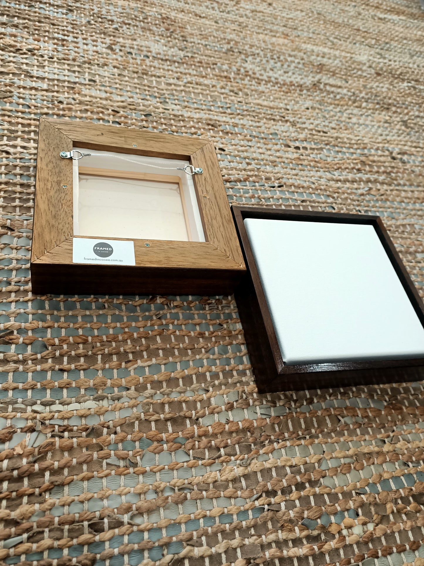 2 Pack Stretch Canvas and Float Frame Teak Stain Gloss 20 x 20 cm | My Site