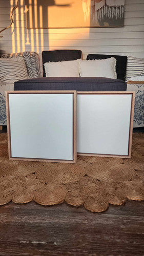 2 Pack Stretch Canvas with Raw Natural Oak Float Frame Set  30 x 30cm | My Site